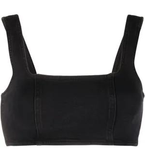 Good American Black Compression Denim Sports Bra thumbnail 2
