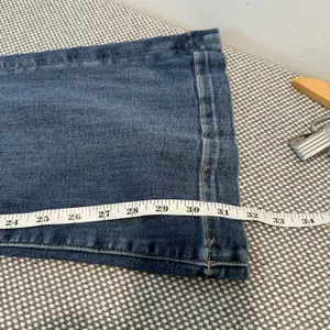 American Eagle Super Hi-Rise Flare Jeans Women Sz 4 Long Patch Pockets Cut Hem thumbnail 11