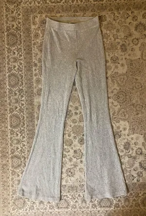Aerie Groove-On Velour High Waisted Flare Pant/ grey, size small long thumbnail 1