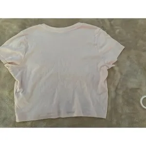 Hollister Womens Light Pink Ribbed Short Sleeve Crop Top Tee Size Large (A) thumbnail 2