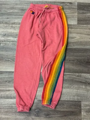 Aviator Nation Pink Six Stripe Sweatpants Women’s XS thumbnail 5