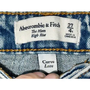 Abercrombie & Fitch Curve Love Mom High Rise Blue Denim Distressed Jeans Sz 27 4 thumbnail 3