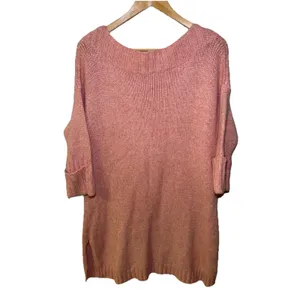 Free People Orange Pink Oversized Dolman Sweater Chunky Knit Top XS thumbnail 2