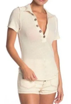 Free People We The Free Poppy Polo Tee Cream thumbnail 1