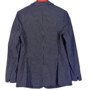 Anne Klein Blazer Jacket Women's Medium Navy Blue White Stretch 90s Office Siren thumbnail 4