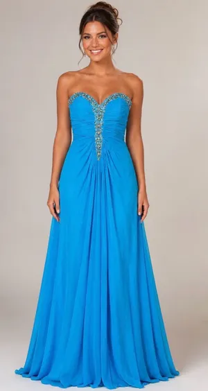 Alyce Paris Turquoise Beaded Strapless Formal Prom Evening Gown Size 10 thumbnail 1