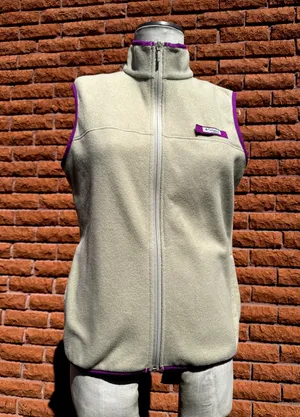 Columbia fleece vest cream and purple women's medium thumbnail 1