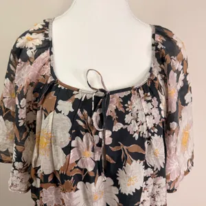 Abercrombie & Fitch Floral Floaty Trapeze Mini Dress Black Boho Tiered‎ XL NWT thumbnail 6