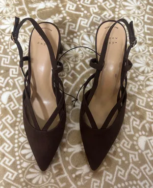 a new day Dark Brown Suede like Pointed Slingback Heels thumbnail 1