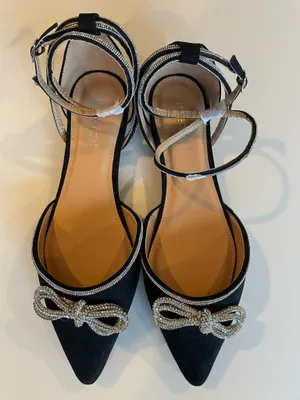 NEW Shoedazzle Women’s Black Flats Shoes Feature Sparkling Doublebow Size US11 thumbnail 1