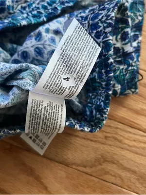 Primark Boho Coastal Wide Leg Pants Medium Blue Tile Print Vacation 100% Cotton Beachy thumbnail 4