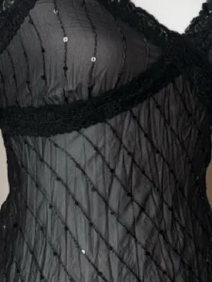 Vintage 90s Vintage Sheer Sequin Cami Black thumbnail 6