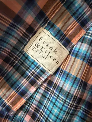 Frank & Eileen Orange and Blue Plaid Barry Cotton Button-Down Shirt thumbnail 5