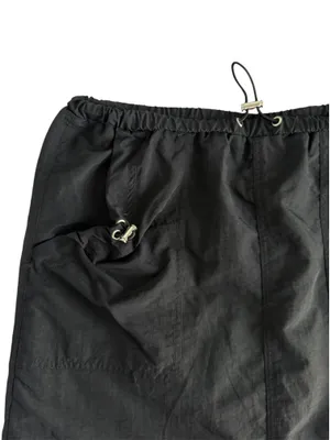 Honey&Sparkle NWT Sz M Black Nylon Utility Cargo Mini Skirt Drawstring Waist thumbnail 5