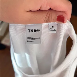 Aritzia TNA White High Neck Ribbed Cutoff Tank Top thumbnail 2