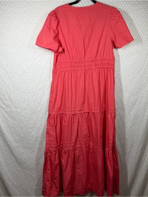 Quince Coral Pink Organic Cotton Poplin Tiered Maxi Dress thumbnail 8