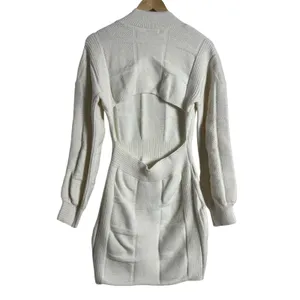 Area Stars White Open Back Knit Long Sleeve Mock Neck Sweater Mini Dress Size M thumbnail 14