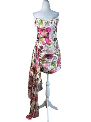 Katie May Chasing Dawn Gown in Pink Daisy Large Womens Mini Strapless thumbnail 4