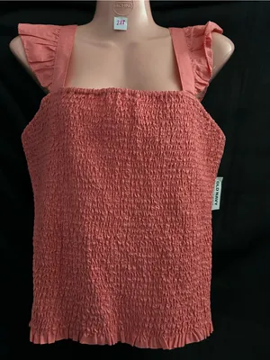Old Navy Women’s Coral Smocked Tube Top with Ruffle Hem LG NWT thumbnail 1