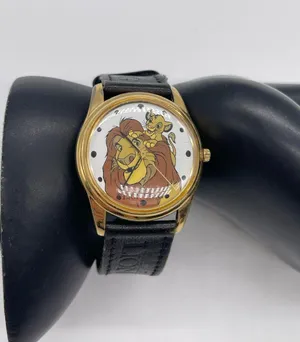 Disney The Lion King Simba & Mufasa Gold-Tone Watch with Black Strap thumbnail 1