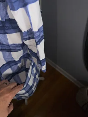 Maeve Blue and White Plaid Drawstring dress thumbnail 9