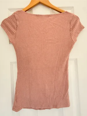 Reformation Bardot Knit Top‎ Blush Pink Short Sleeve Shirt Blouse size XS thumbnail 2