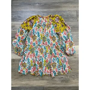 Anthropologie Maureen Boho Floral Tunic Top Womens Medium Peasant Blouse thumbnail 2