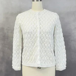 Vintage 60s Americana Womens Pointelle Knit Cardigan Sweater‎ Size Medium Japan thumbnail 14