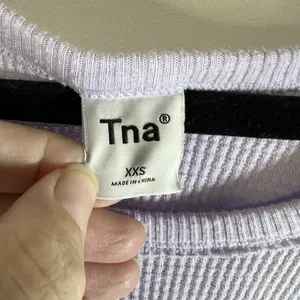 Aritzia TNA Size XXS Alder Thermal Waffle Knit Long Sleeve‎ Lilac Purple Casual thumbnail 5