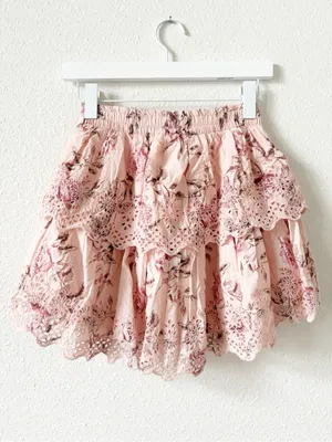 Gap × LoveShackFancy Floral Flippy Skirt Size XS Feminine Eyelet Bohemian thumbnail 2