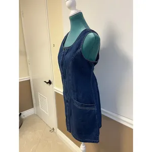 Vintage Y2K St. John’s‎ Bay Denim Jumper Dress Western Farmcore Normcore Women L thumbnail 2