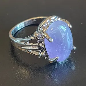 Purple amethyst gemstone S925 silver ring size 5.25 thumbnail 2