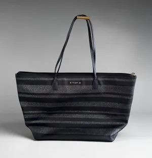 KATE SPADE Black Silver Saffiano Leather Glitter Tote Bag thumbnail 1
