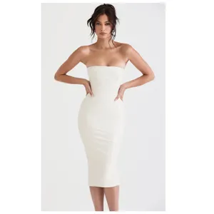 NEW House of CB Camilla Ivory Vegan Leather Strapless Dress Size XS thumbnail 2