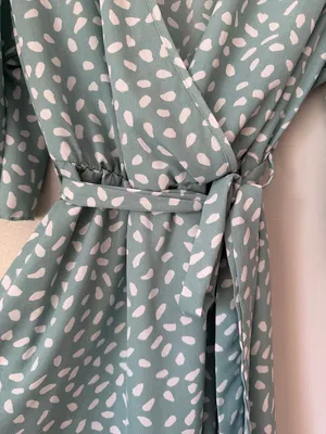 SHEIN Wrap Dress in Mint Green with White Spot Print thumbnail 2