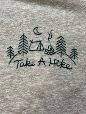 Old Navy “Take a Hike” Short Sleeve Tee with Dark Green Neck Trim thumbnail 3