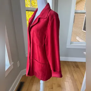 Vintage Coaco Red Faux Suede Chore Coat Utility Jacket Fully Lined Size Small thumbnail 3
