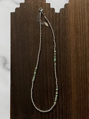 Handmade Asymmetric African Turquoise Heishi Western Pearl Necklace 19 inch thumbnail 1