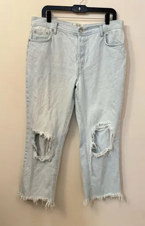 Free People We The Free Wide Leg Cropped Jeans 31 thumbnail 1