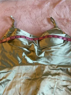 Light green satin spaghetti strap formal dress lace up back and side slits 0 thumbnail 7
