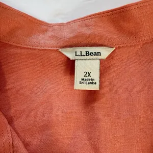 LL Bean Coral Orange Premium Washable Linen Long Sleeve Button‎ Up Shirt Size 1X thumbnail 10