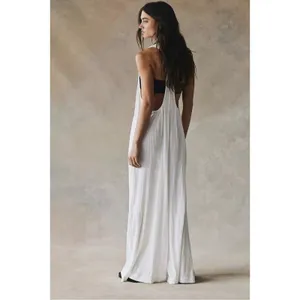 Free People Bohemian Zena One Piece Wide Leg Jumpsuit Clean Ivory Medium NWT thumbnail 5