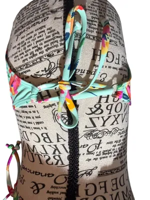 NWT Cupshe Floral String Bikini Set Size Small Aqua Tropical Swimwear thumbnail 2
