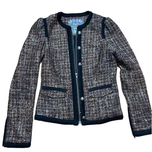 Free People Jacket Tweed‎ Full Zip Multi-Color Wool Blend Size 4 thumbnail 1