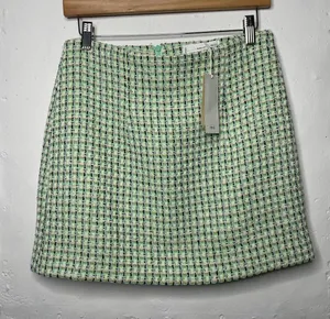 Mango NEW MNG T Tweed Mini Skirt Pastel Green Size Medium thumbnail 1