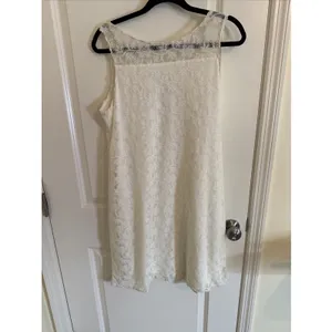 Bila White Floral Crochet Mini Dress Sz XL Graduation Rehearsal Dinner Boho thumbnail 6