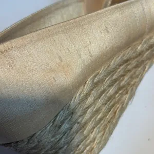 Lauren Ralph Lauren Cecilia Parchment Shantung‎ Espadrille Wedges Gold 9B Spain thumbnail 7