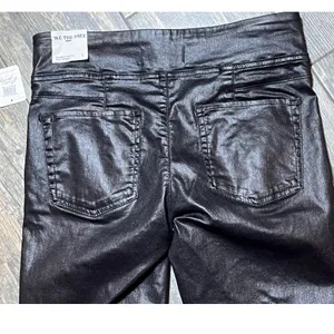 NWT Free People Double Dutch Slit‎ Skinny Pants Faux Leather Coated Black Size S thumbnail 11