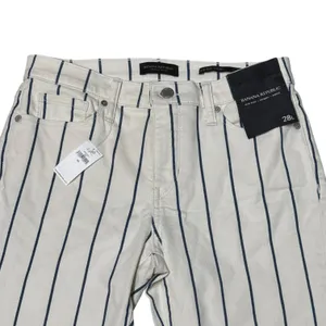 Banana Republic Mid Rise Skinny Ankle Jeans Cream Blue Stripe 28L thumbnail 2
