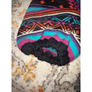 Mudd Y2k Women Beanie Hat Fair Isle Geometric Knit Purple Teal Black Slouchy Hat thumbnail 2